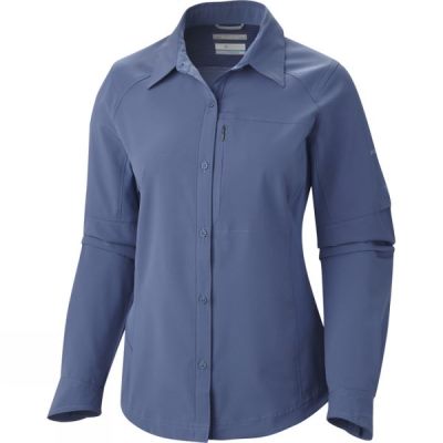 Camisa Columbia Silver Ridge Manga Larga Plus Mujer - Azules - Chile SXT496072